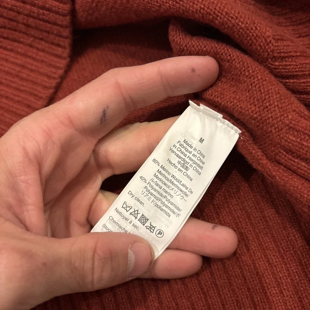J Crew Sweater Mens Medium Red Merino Wool Nylon Pullover Crewneck J7701 MINT